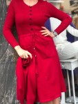 Комплект рокля с пуловер в червено