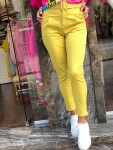 Панталон с колан в жълто
