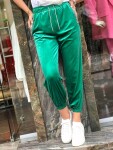 Плюшен панталон в зелен цвят