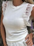 Блуза в бял цвят с дантелен ръкав 2