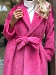 Палто със свободен силует в цикламен цвят