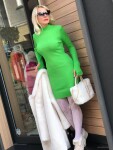 Рокля с полуполо в неоново зелено