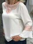 Ефирна блуза с розова декорация