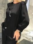 Сатениран комплект в черно с аксесоар колие