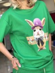 Тениска в зелено със зайче