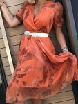 Шифонена рокля в оранжев цвят