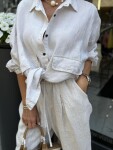 Ленен комплект с потури Beige