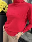 Кашмирено поло със свободен силует в червено