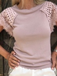 Блуза пепел от рози с дантелен ръкав