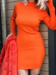 Рокля с полуполо в оранжево