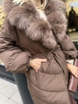 Дълго пухено палто BROWN