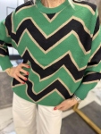 Обемен пуловер oversize в зелено