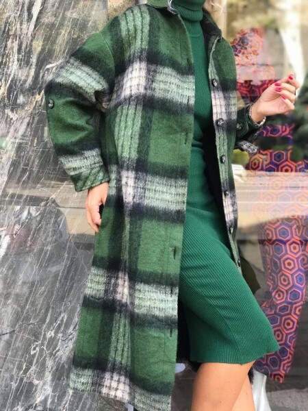 Палто в зелено каре